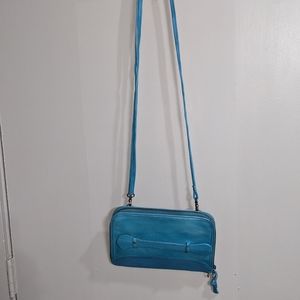 We The Free Leather Crossbody Bag in Turquoise
